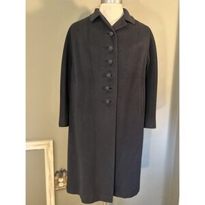 Elegant Fashions Vtg 50s Cashmere Mink Women's Black Overcoat Sz L/XL Old Money